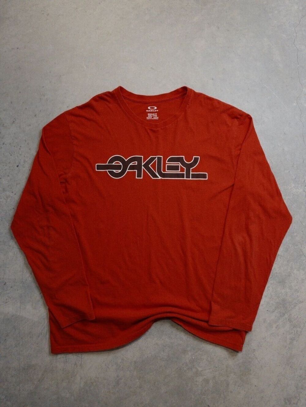 Oakley Red Long Sleeve Wordmark Tee